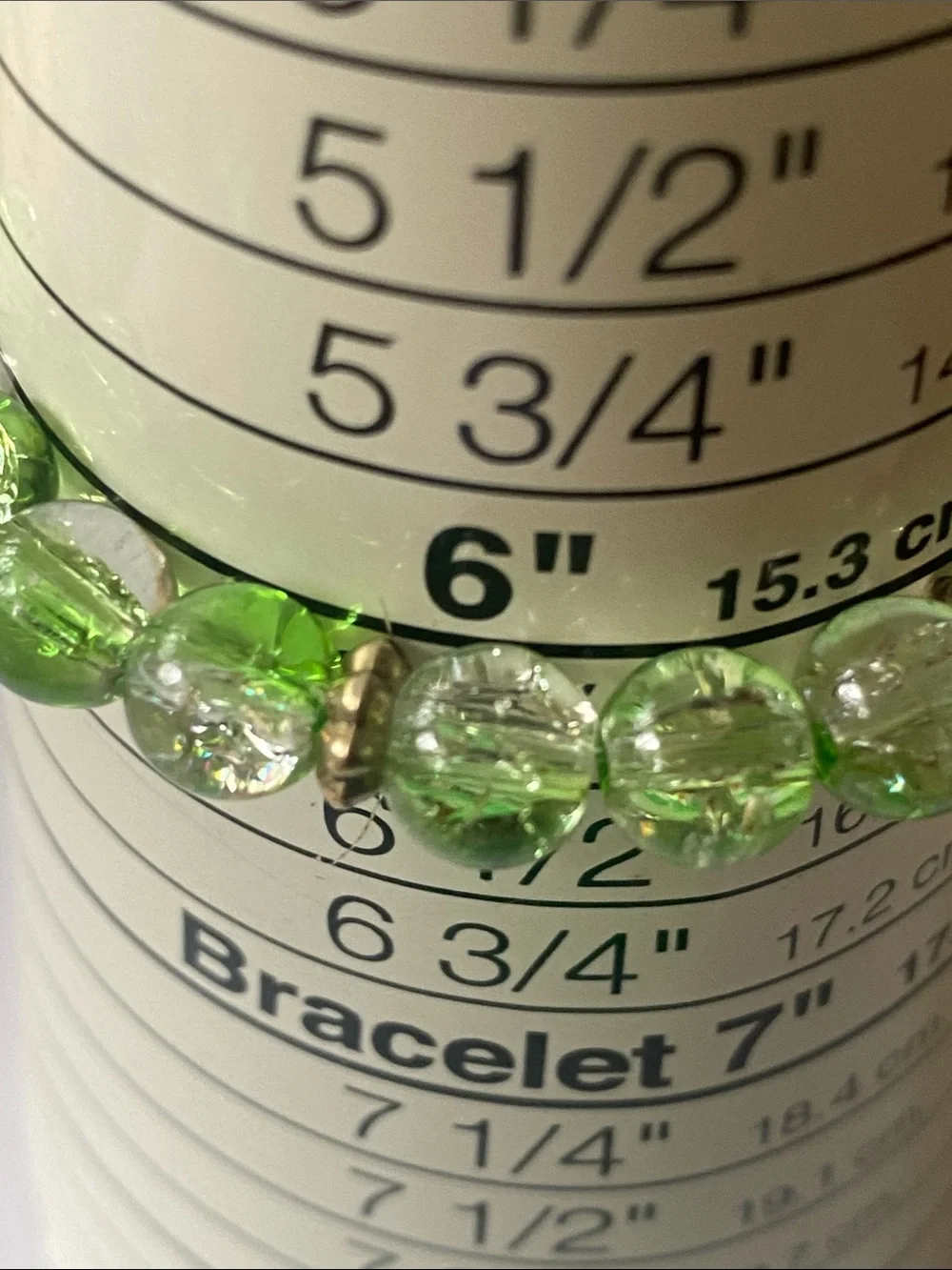 Green glass Beaded Stretch Bracelet with Eye 👁️ Accent